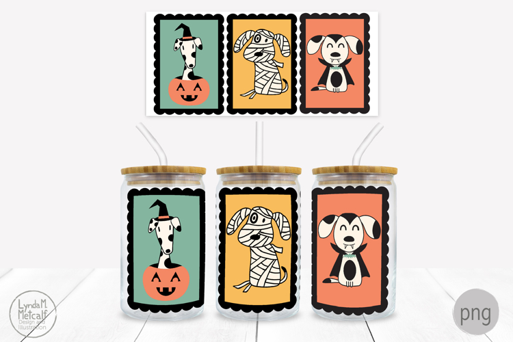 Halloween Dogs for Libby Glass Can, Spooky Pets Png Wrap