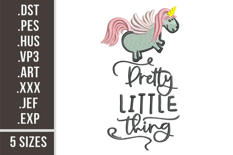 Pretty Little Thing Unicorn | Embroidery Design example image 1