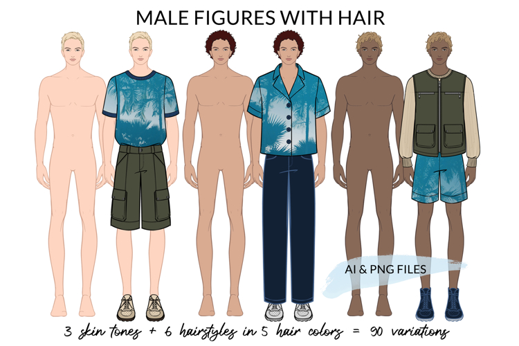 Male Colored Figures with Hair