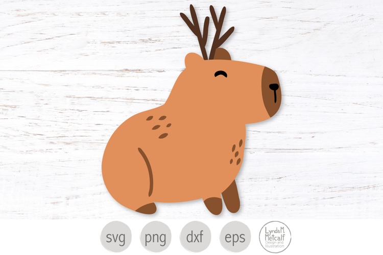Christmas Capybara Reindeer Svg and Png