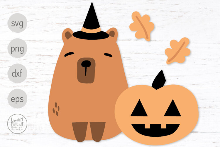 Capybara Witch with Jack-O-Lantern Svg and Png Clipart example image 1