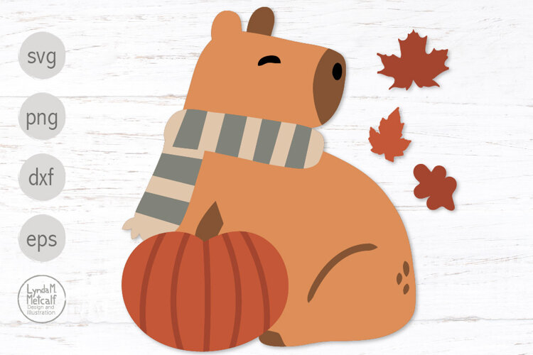 Fall Capybara with Pumpkin and Falling Leaves example image 1