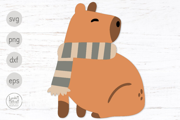 Fall Capybara with Scarf Svg and Png Files for Cricut example image 1