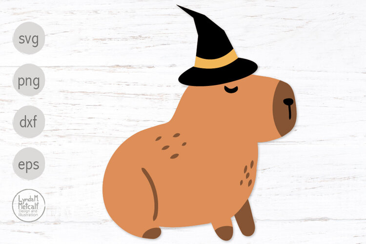 Capybara Witch Svg and Png Clipart for Halloween example image 1