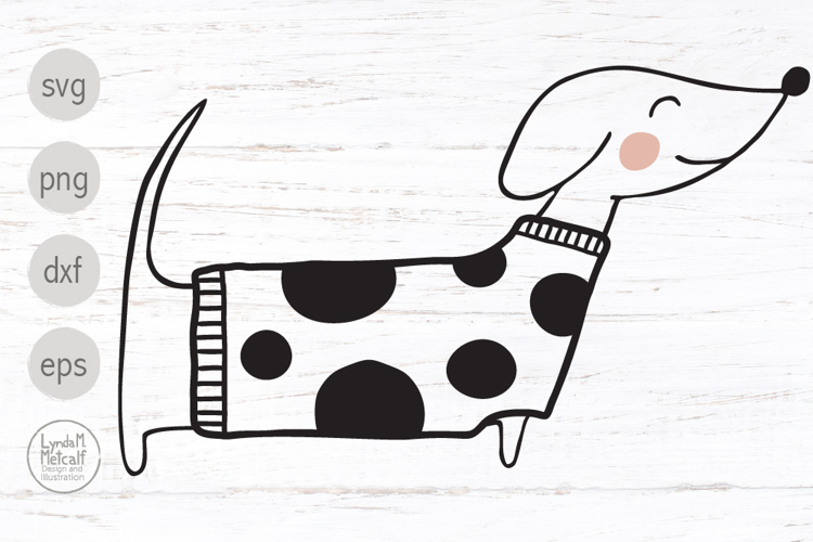 Dachshund SVG, Dog in Spotted Sweater Png example image 1