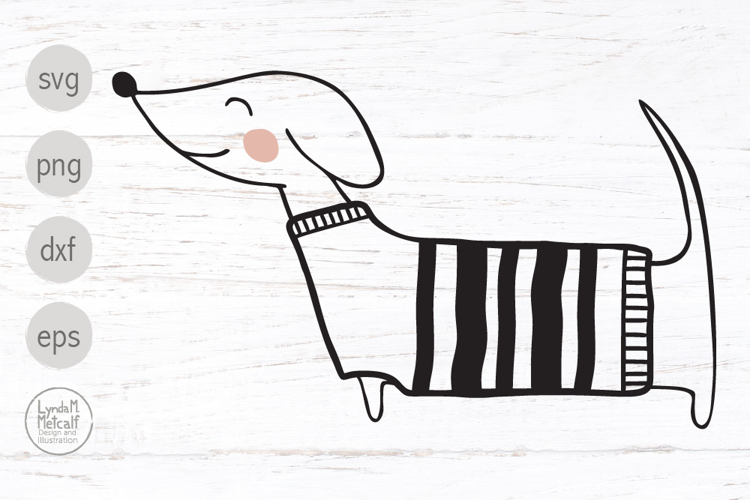 Dachshund SVG, Dog in Striped Sweater Png example image 1