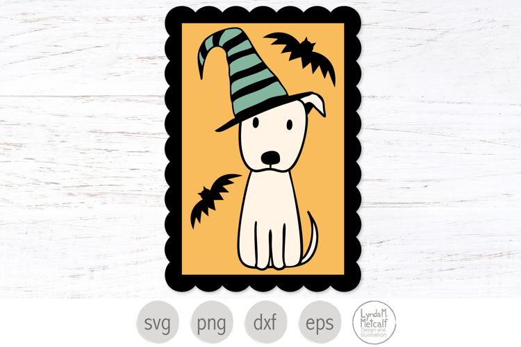 Halloween Dog with Bats Svg, Witch Puppy Clipart Png