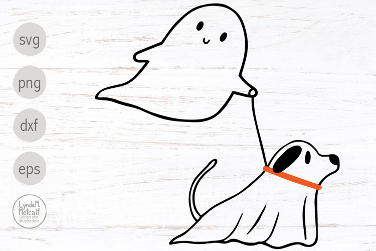 Halloween Ghost and Ghost Dog SVG, Ghost Walking Pet Png example image 1