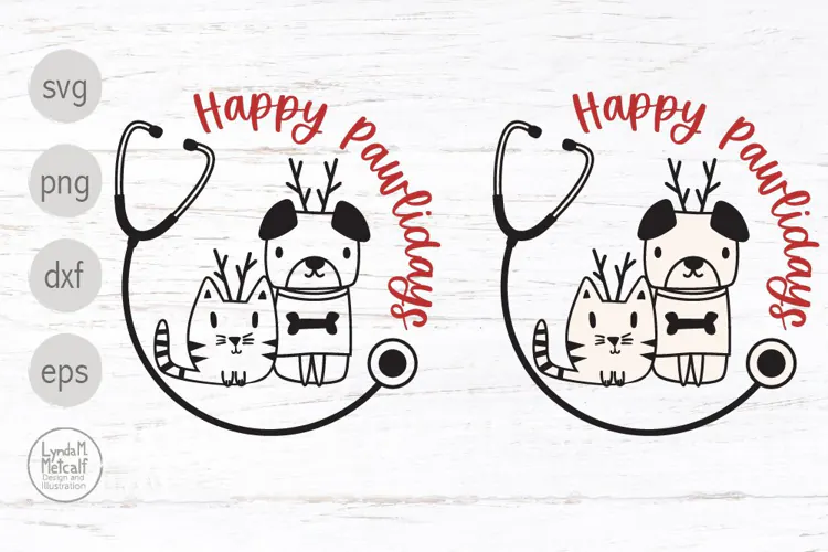 Happy Pawlidays Svg and Png for Veterinarians and Vet Techs