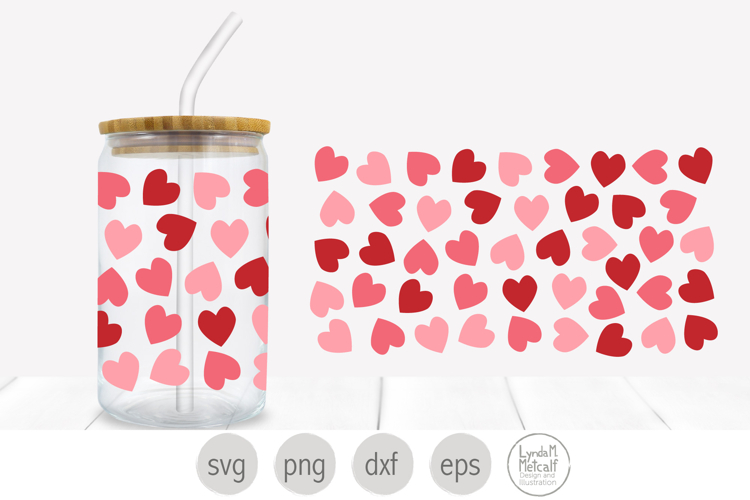Valentine Hearts Libbey Glass Can Wrap Svg and Png Files