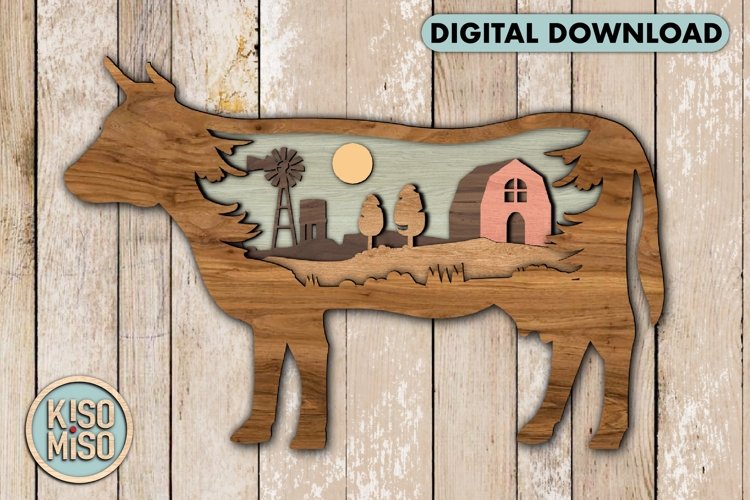 Cow/ Farm/laser cut files/glowforge files/SVG/DXF/CDR example image 1