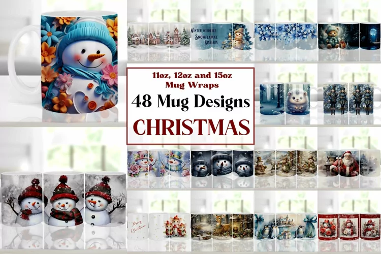 CHRISTMAS BUNDLE COFFEE MUG WRAPS SUBLIMATION DESIGNS PNG