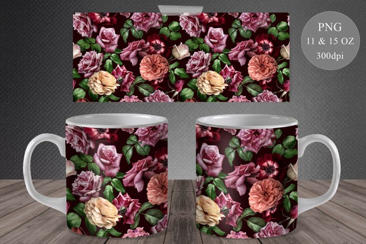 Floral mug sublimation template 11oz   15oz