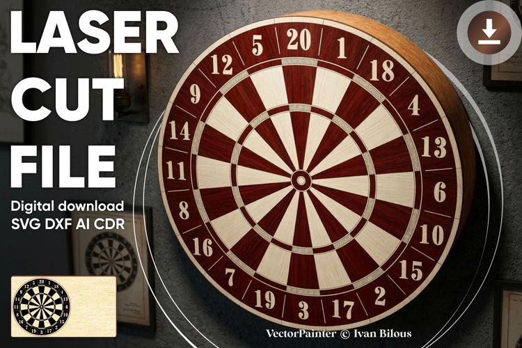 Dartboard - SVG Laser Cut File, Digital plan of Dart game