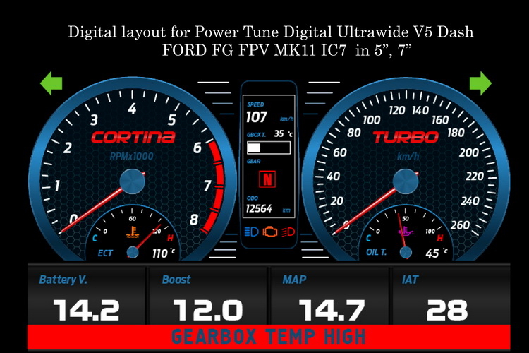Digital Layout for Power Tune Digital Ultrawide V5 Dash