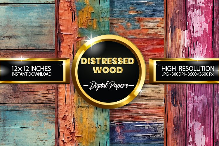 Distressed White Wood Digital Papers - 04 Variations