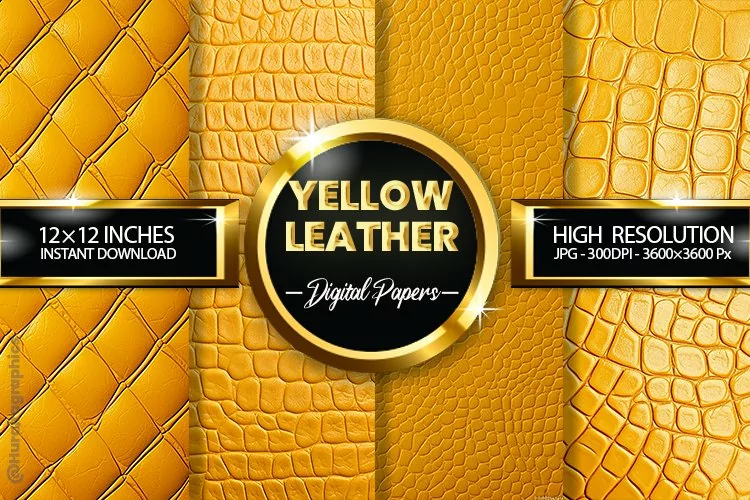 Yellow Leather Digital Papers - 04 Variations