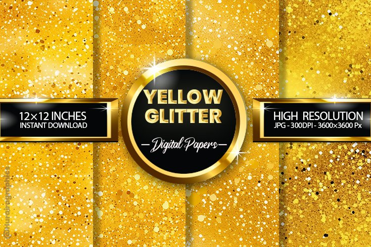 Yellow Glitter Digital Papers - 04 Variations