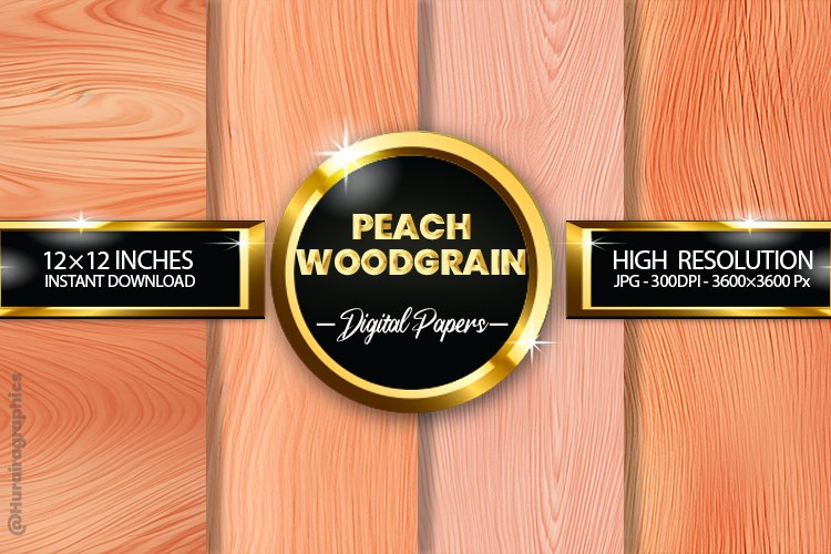 Peach Woodgrain Digital Papers - 04 Variations