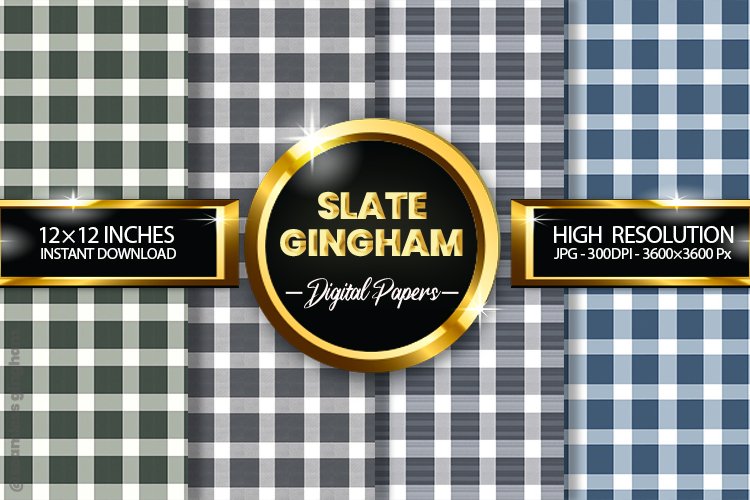 Slate Gingham Digital Papers 04 Variations example image 1