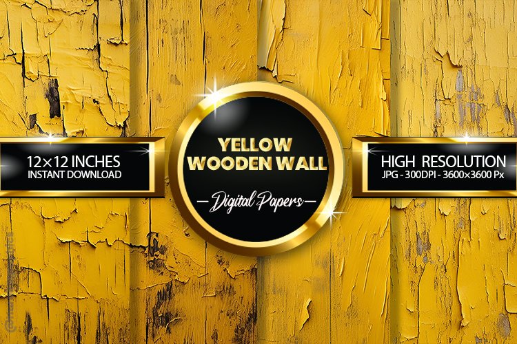 Yellow Wooden Wall Digital Papers - 04 Variations