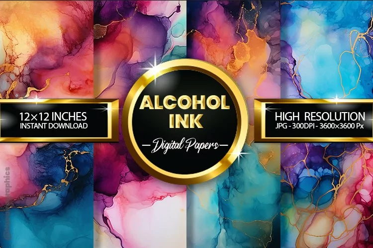 Alcohol Ink Digital Papers - 04 Variations