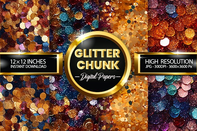 Glitter Chunk Glitter Digital Papers - 04 Variations