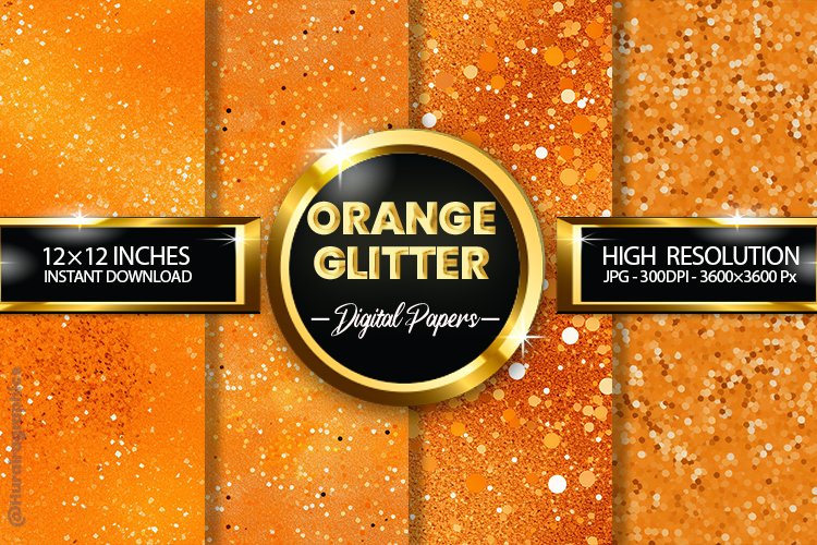 Orange Glitter Digital Papers - 04 Variations