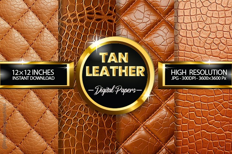 Tan Leather Digital Papers - 04 Variations example image 1