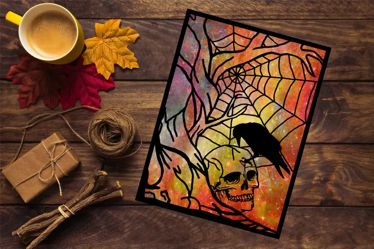 Halloween SVG, Skull SVG, Skull and Raven, Fall Decor