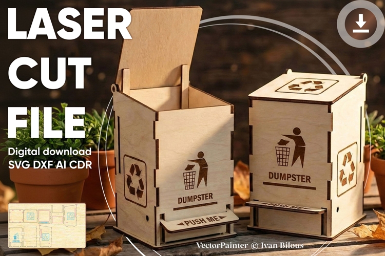 Dumpster Box - laser cut plan, SVG DXF files for laser