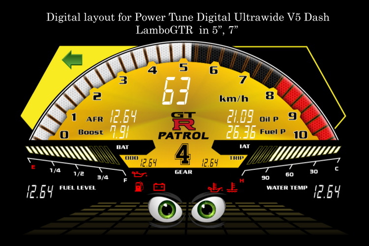 Digital Layout for Power Tune Digital Ultrawide V5 Dash