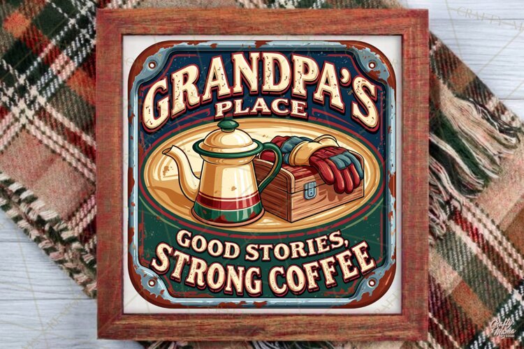 Grandpas Place | Grandparent Vintage Sign PNG Design example image 1