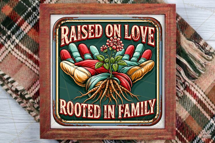 Raised On Love | Grandparent Vintage Sign PNG Design example image 1