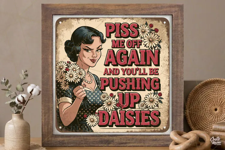 Pushing Up Daisies | Sarcastic Housewife Vintage Steel Sign