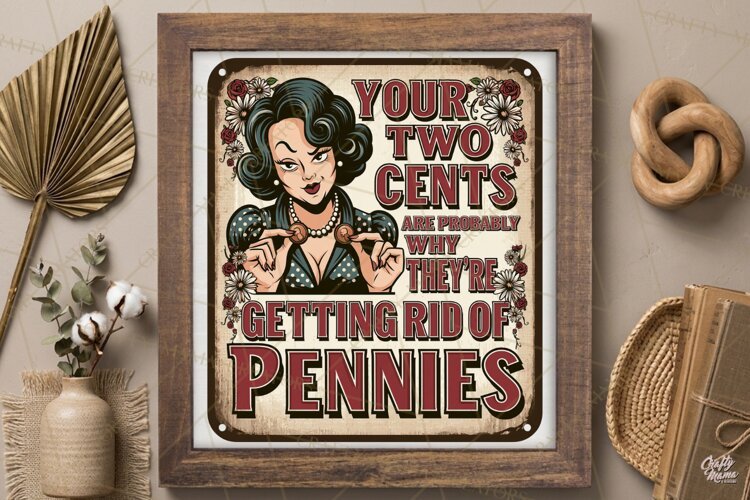 Your Two Cents | Sarcastic Housewife Vintage Steel Sign Png example image 1