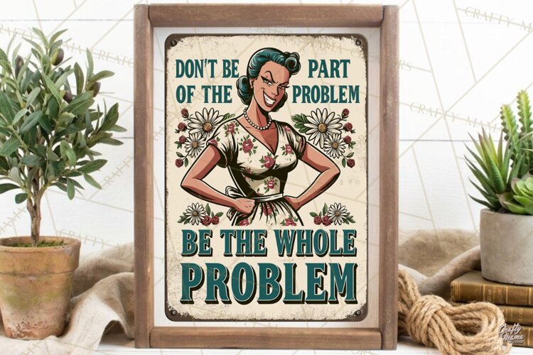 The Whole Problem | Sarcastic Housewife Vintage Steel Sign example image 1