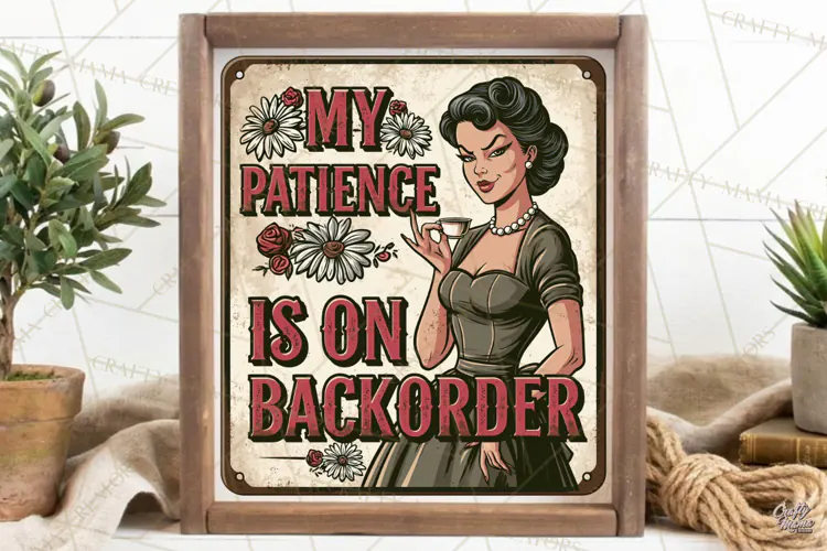 My Patience | Sarcastic Housewife Vintage Steel Sign Png