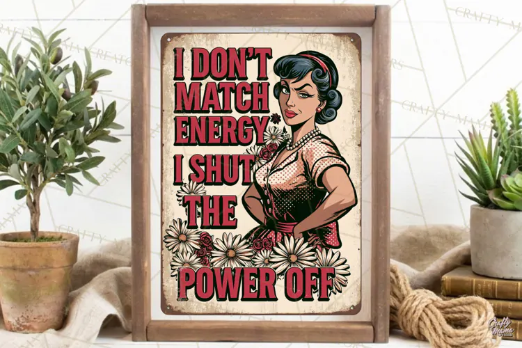 Match Energy | Sarcastic Housewife Vintage Steel Sign Png