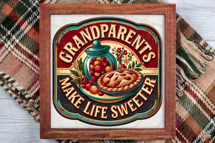 Make Life Sweeter | Grandparent Vintage Sign PNG Design
