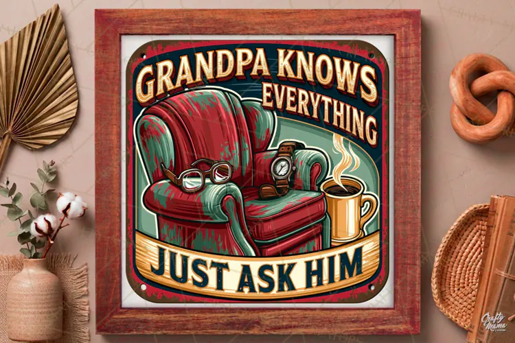 Grandpa Knows Everything | Grandparent Vintage Sign PNG