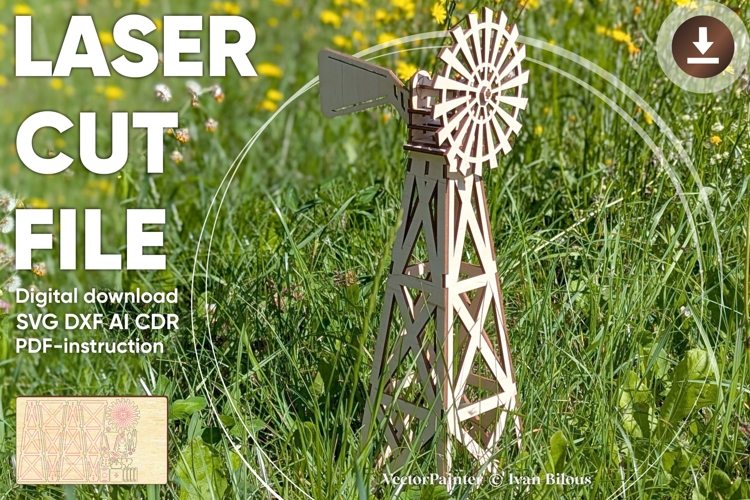 Farm Windmill - laser cut file, Glowforge file
