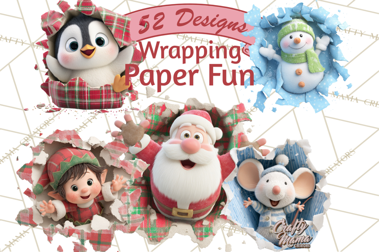 Festive Wall Burst Christmas Character PNG Clip Art