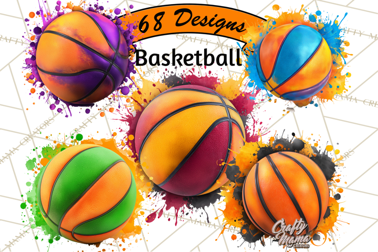 Basketball Clipart PNG with Team Color Paint Splash Design