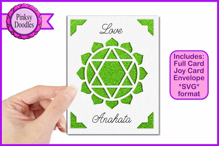 Heart Chakra card svg cut file | Anahata fourth chakra card