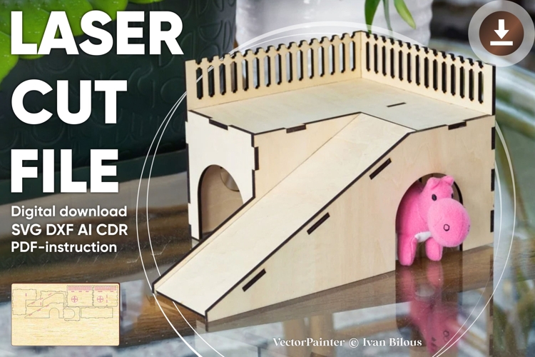 Guinea Pig House, Small Pet Home - laser cut file, SVG DXF