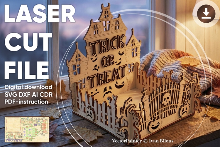 Halloween Trick or Treat Box - Laser Cut File, SVG