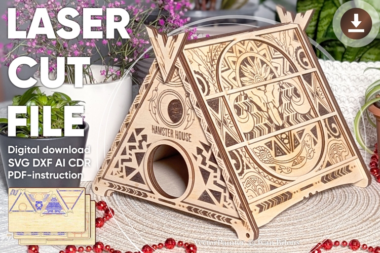 Hamster House - Laser Cut File, SVG plan of Native American