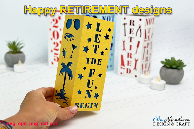 Happy Retirement Lantern Svg| Paper cut Centerpiece lightbox