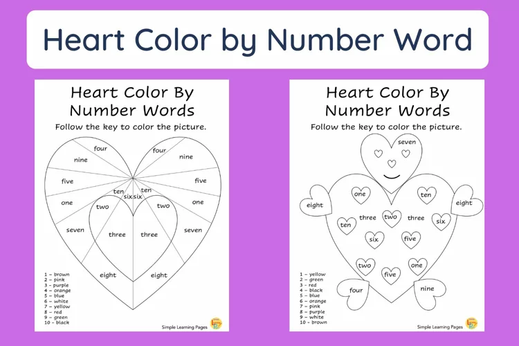 Heart Color By Number Word